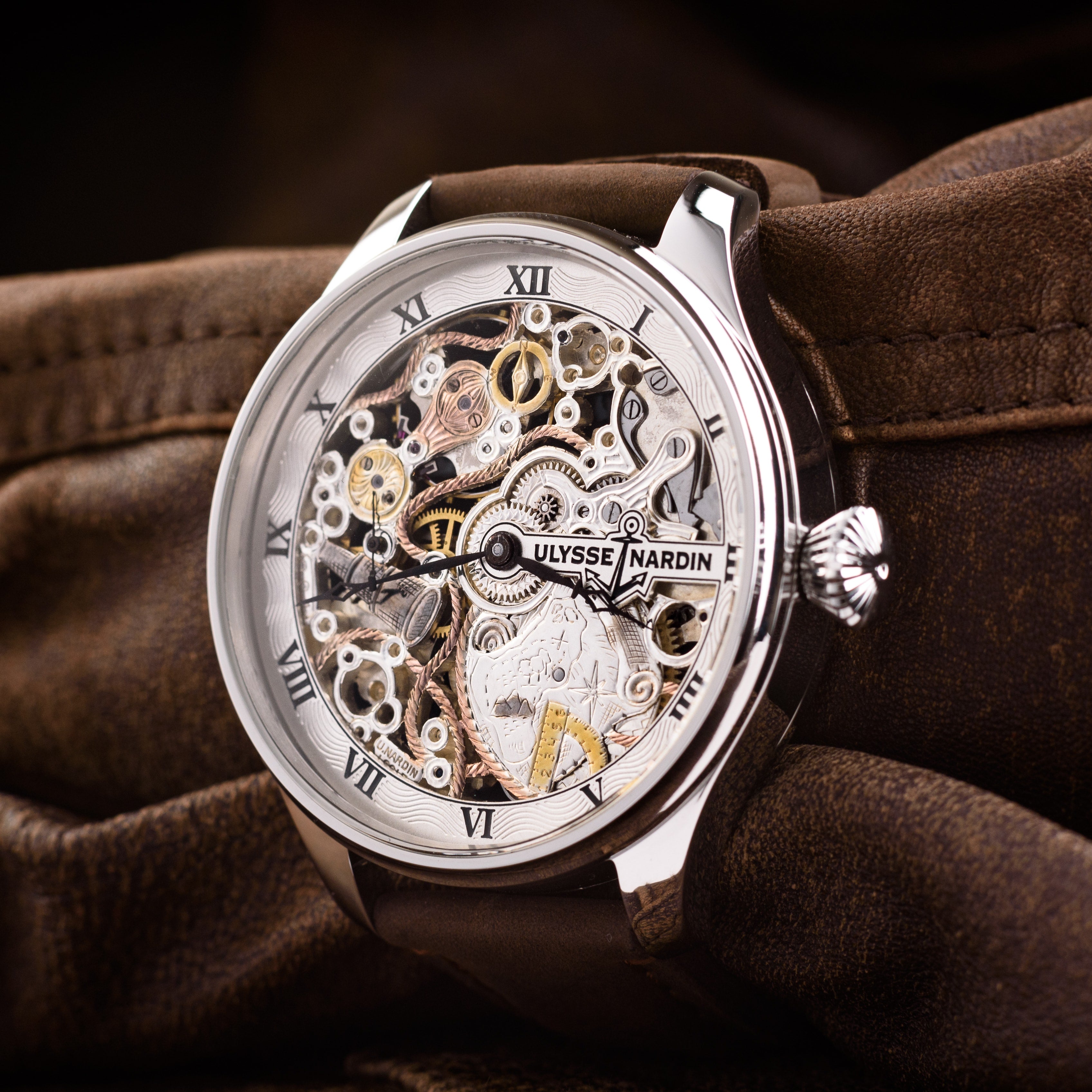 Ulysse Nardin Skeleton marriage Watch. Barrel. Movement 1930