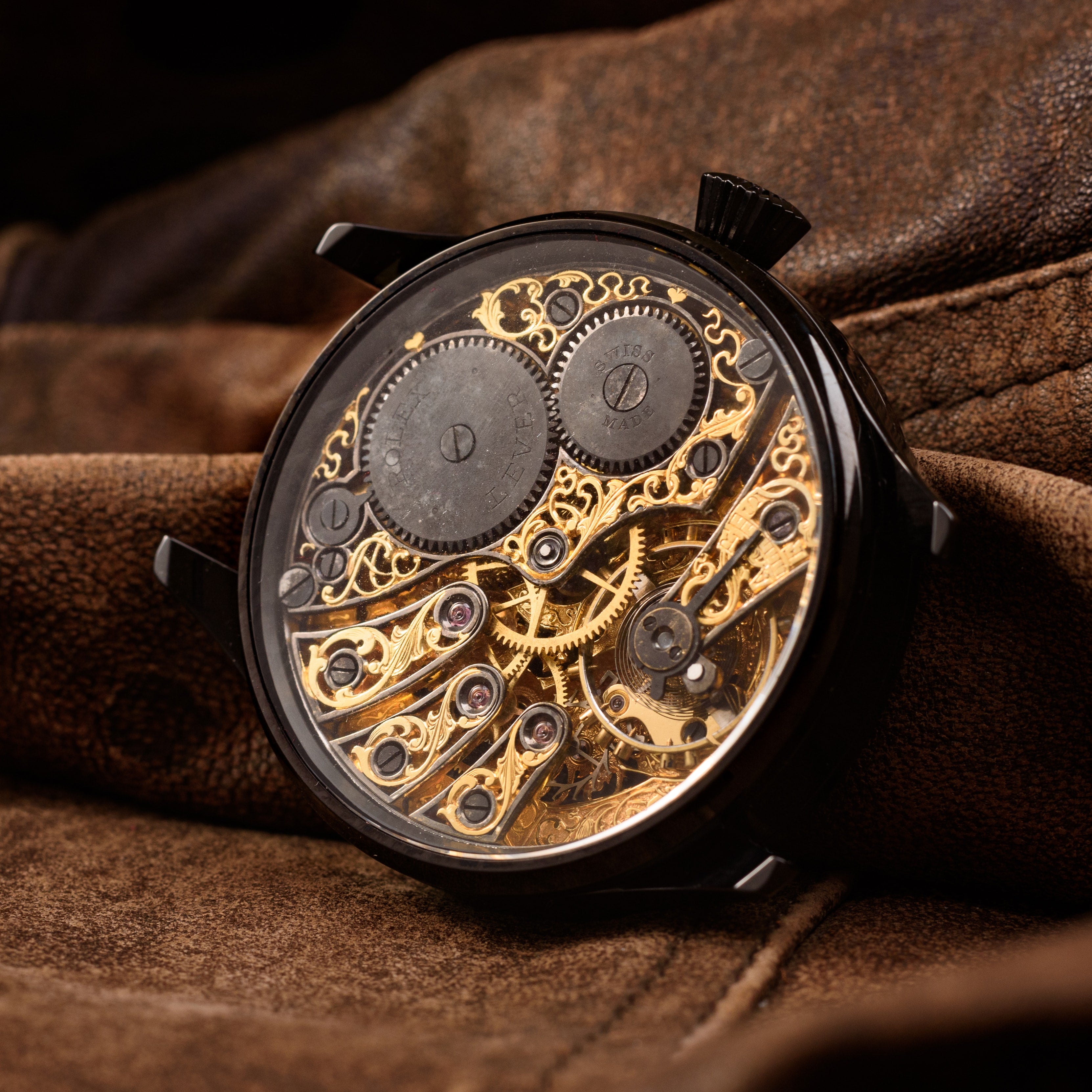 Skeletonized Watch. Back Skeleton. Movement 1920