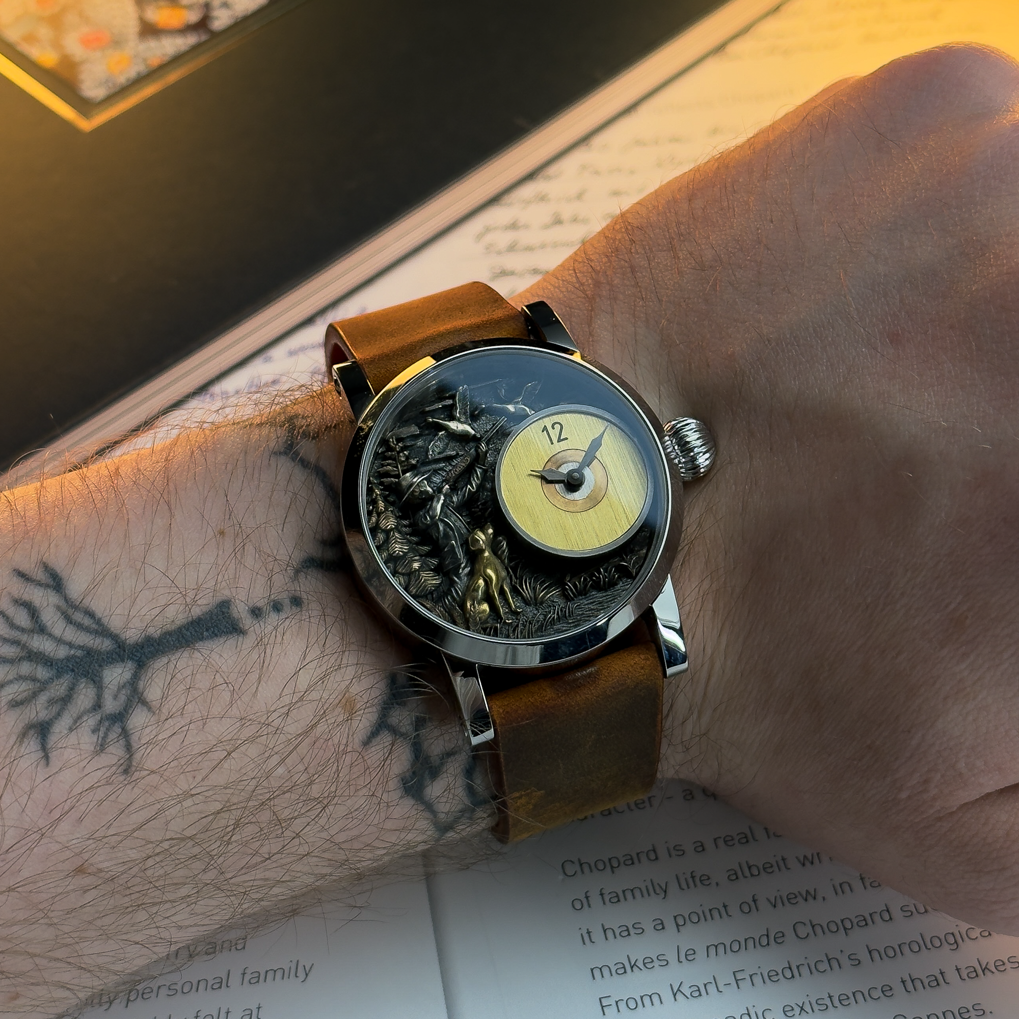 The Hunt Swiss Mens Watch Mechanical Engraved Custom Wristwatch