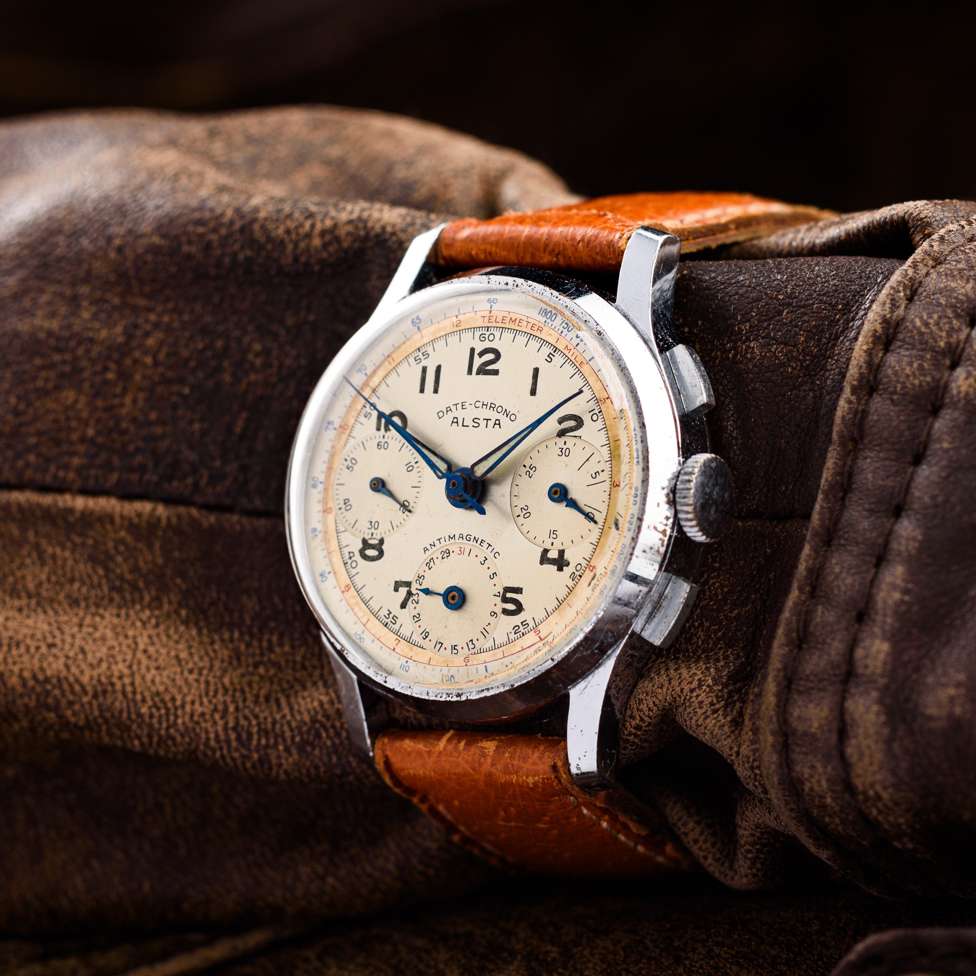 Vintage Alsta Watch. Date-Chrono. Movement 1940