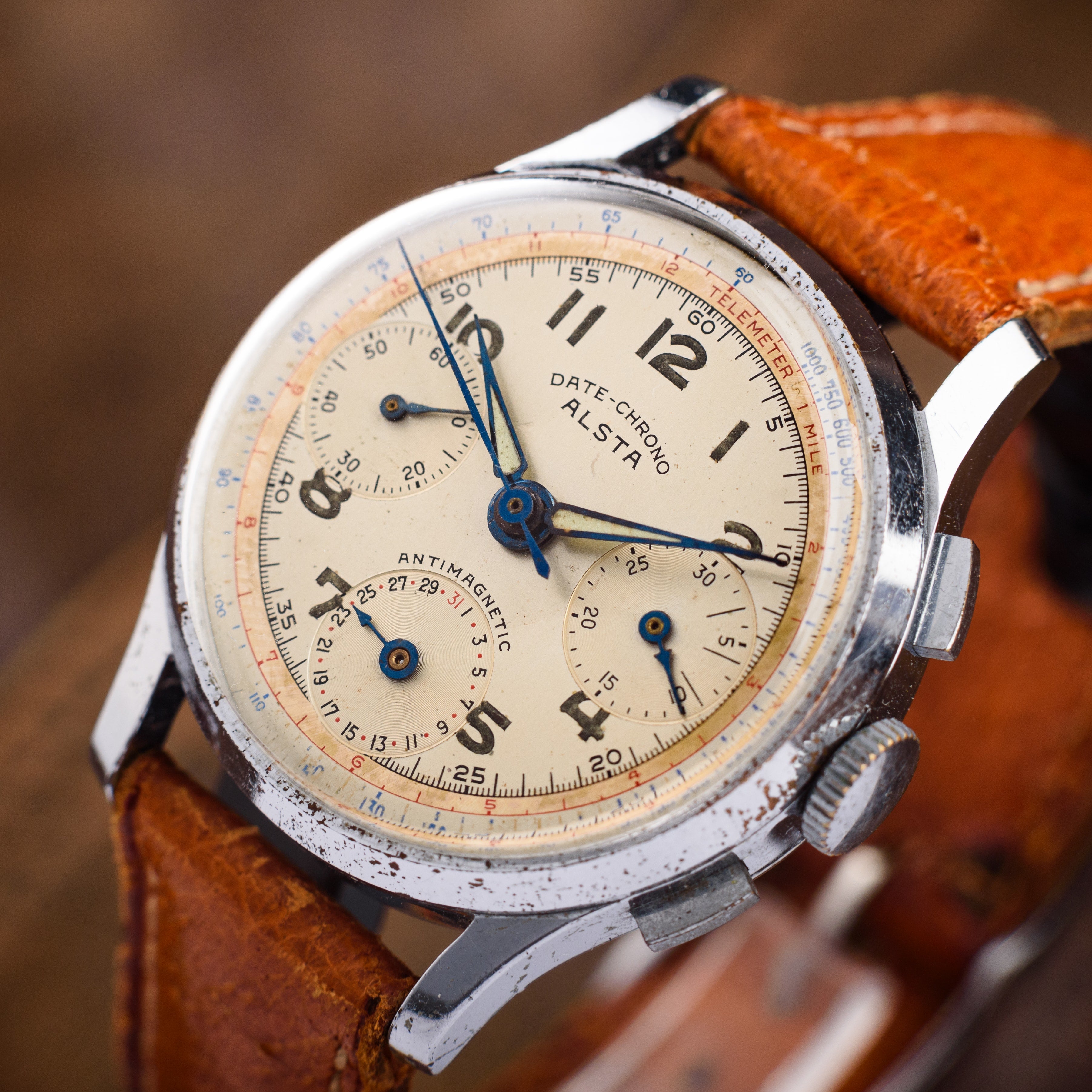 Vintage Alsta Watch. Date-Chrono. Movement 1940