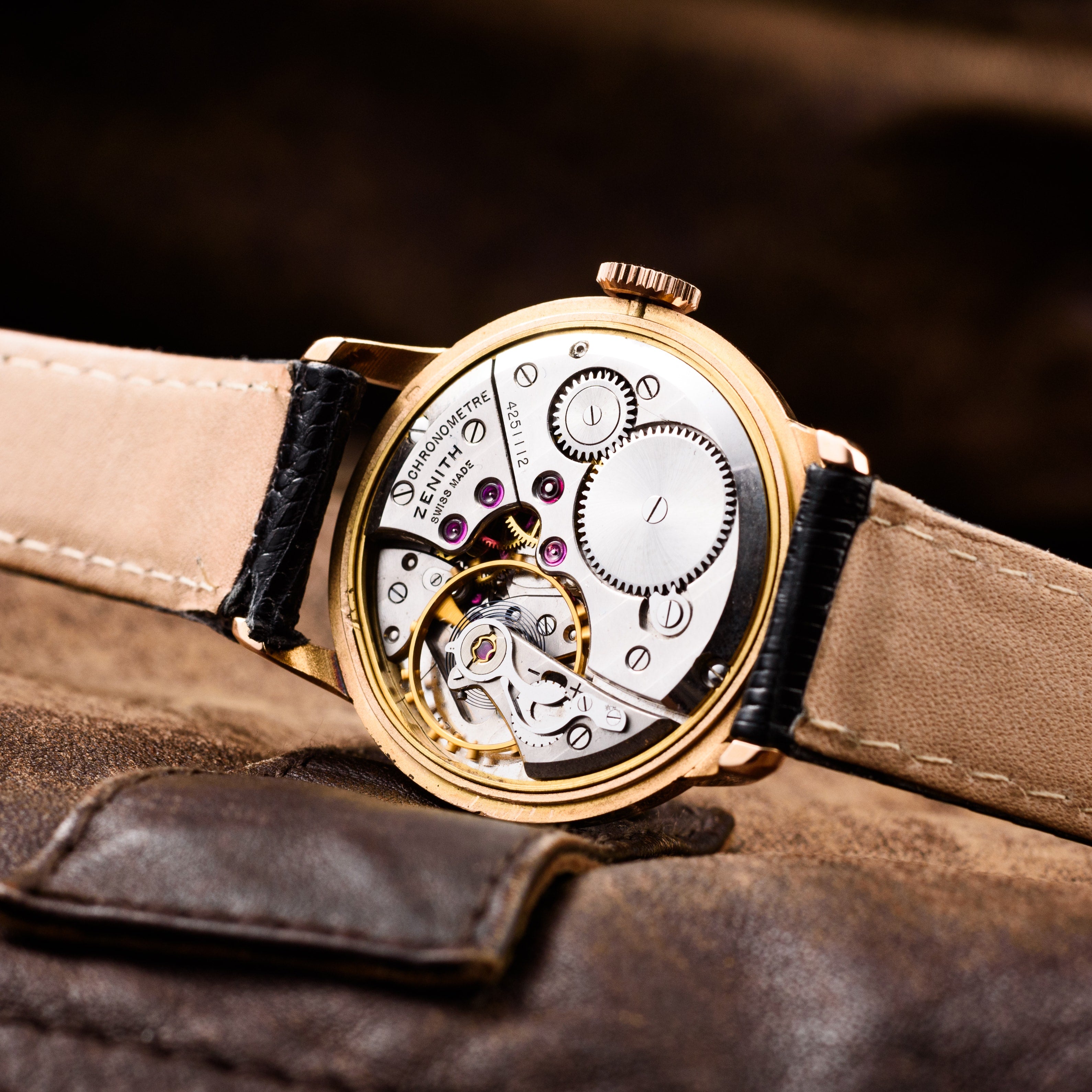 Rose Gold Zenith Watch. Chronometre Cal 135. Movement 1950