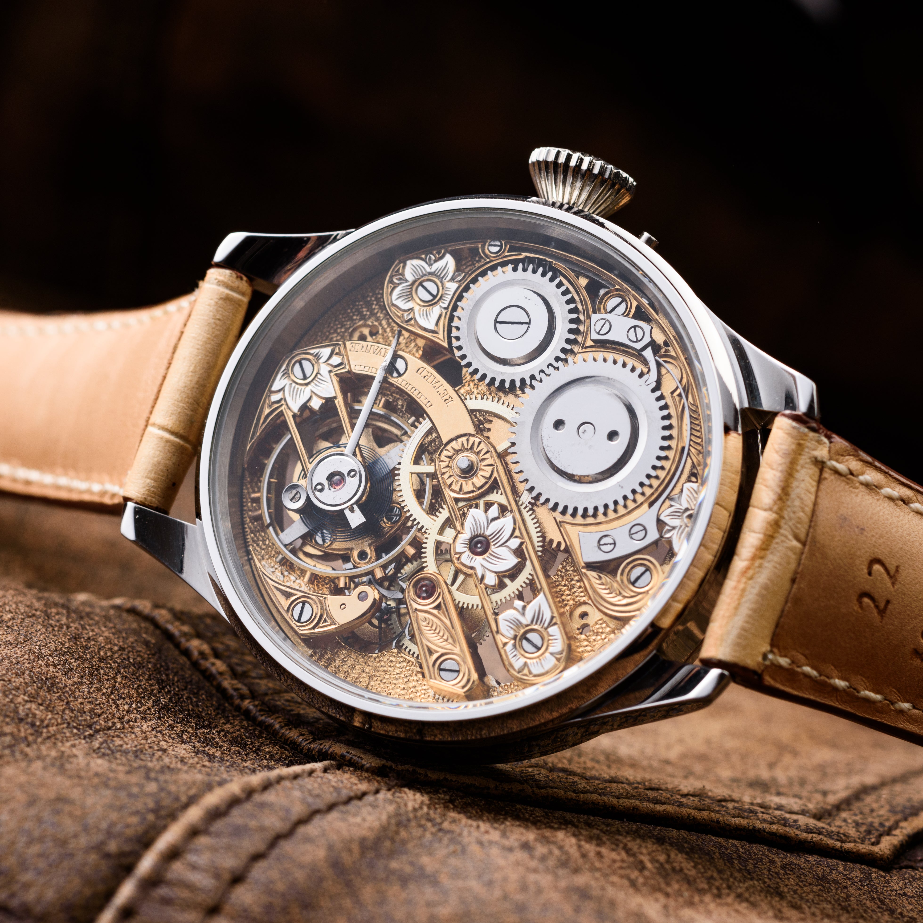 Custom Skeleton Wristwatch. Antique Movement 1920-1930s