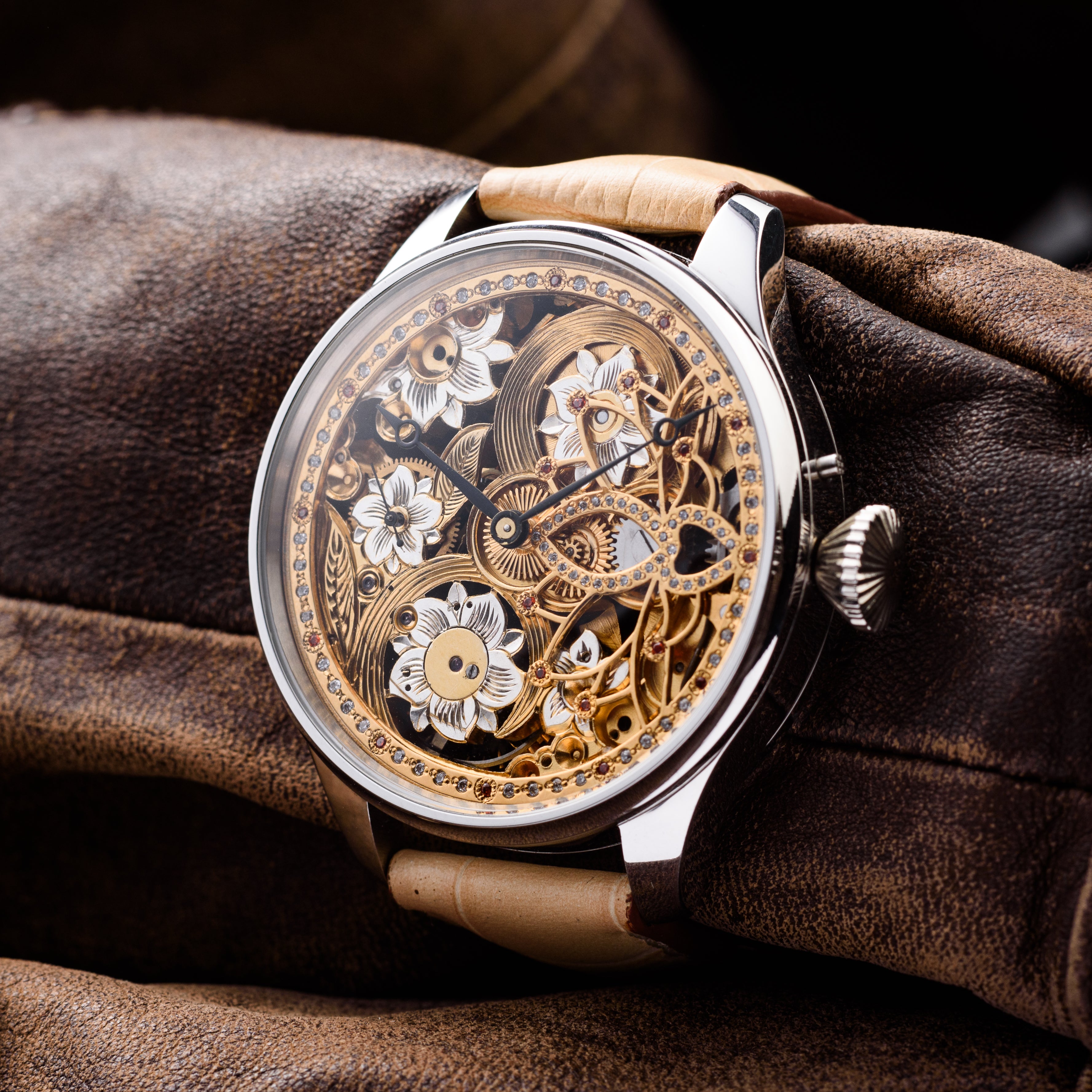 Custom Skeleton Wristwatch. Antique Movement 1920-1930s