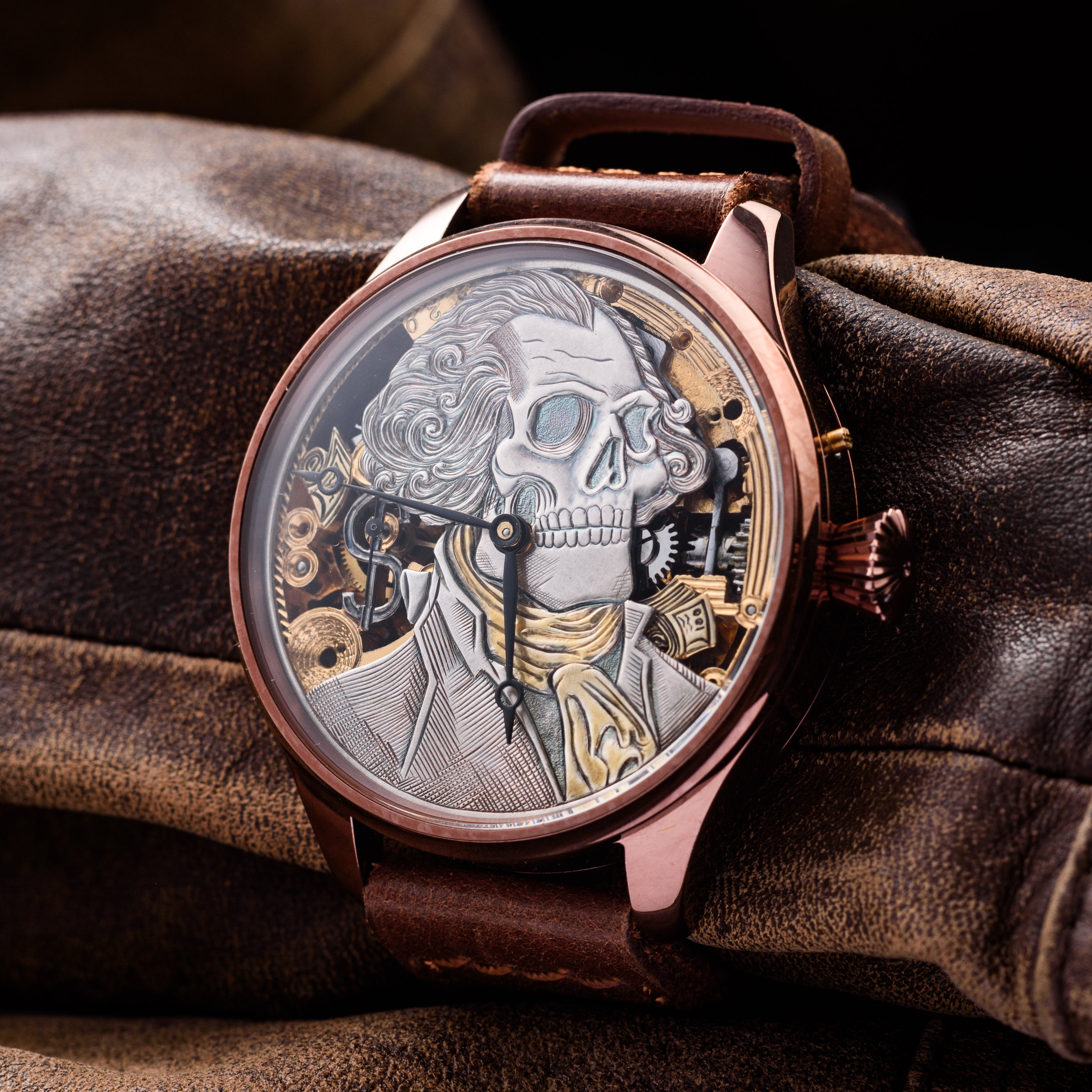 Skeleton Skulls Mens Watch. Antique Movement 1920-1930s