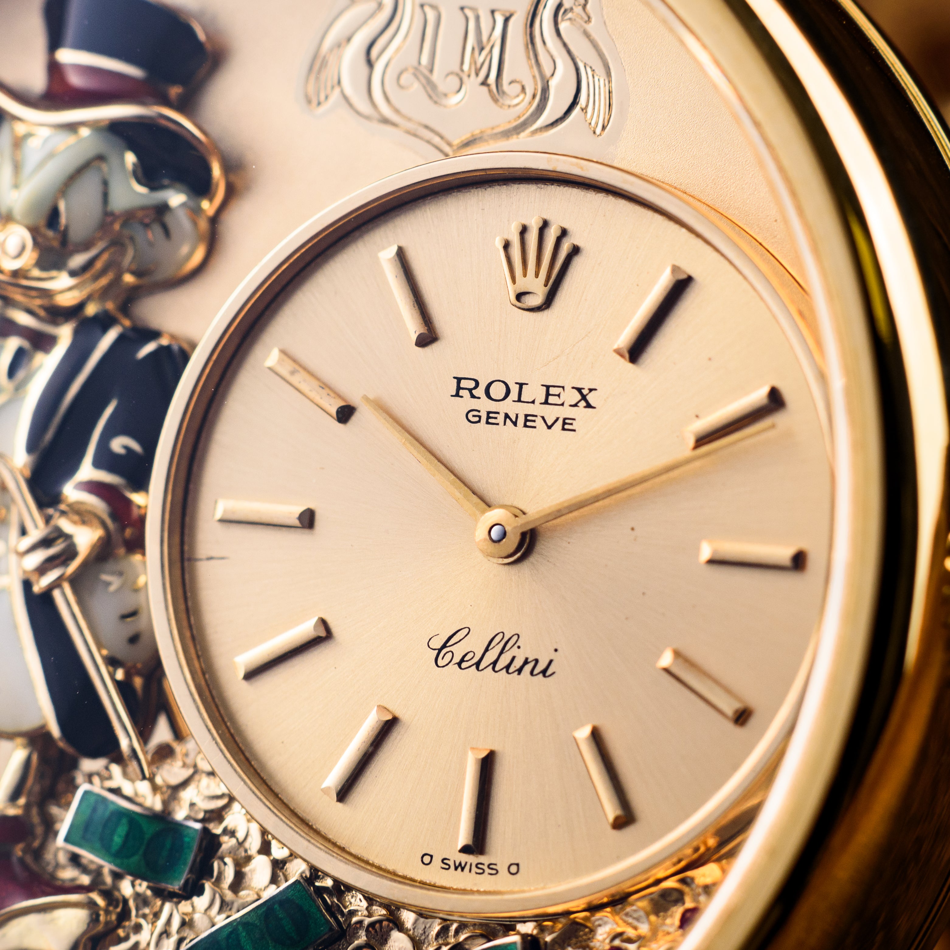 Mole custom watch - Rolex Cellini & Donald, 1960s movement 47mm 750' gold case