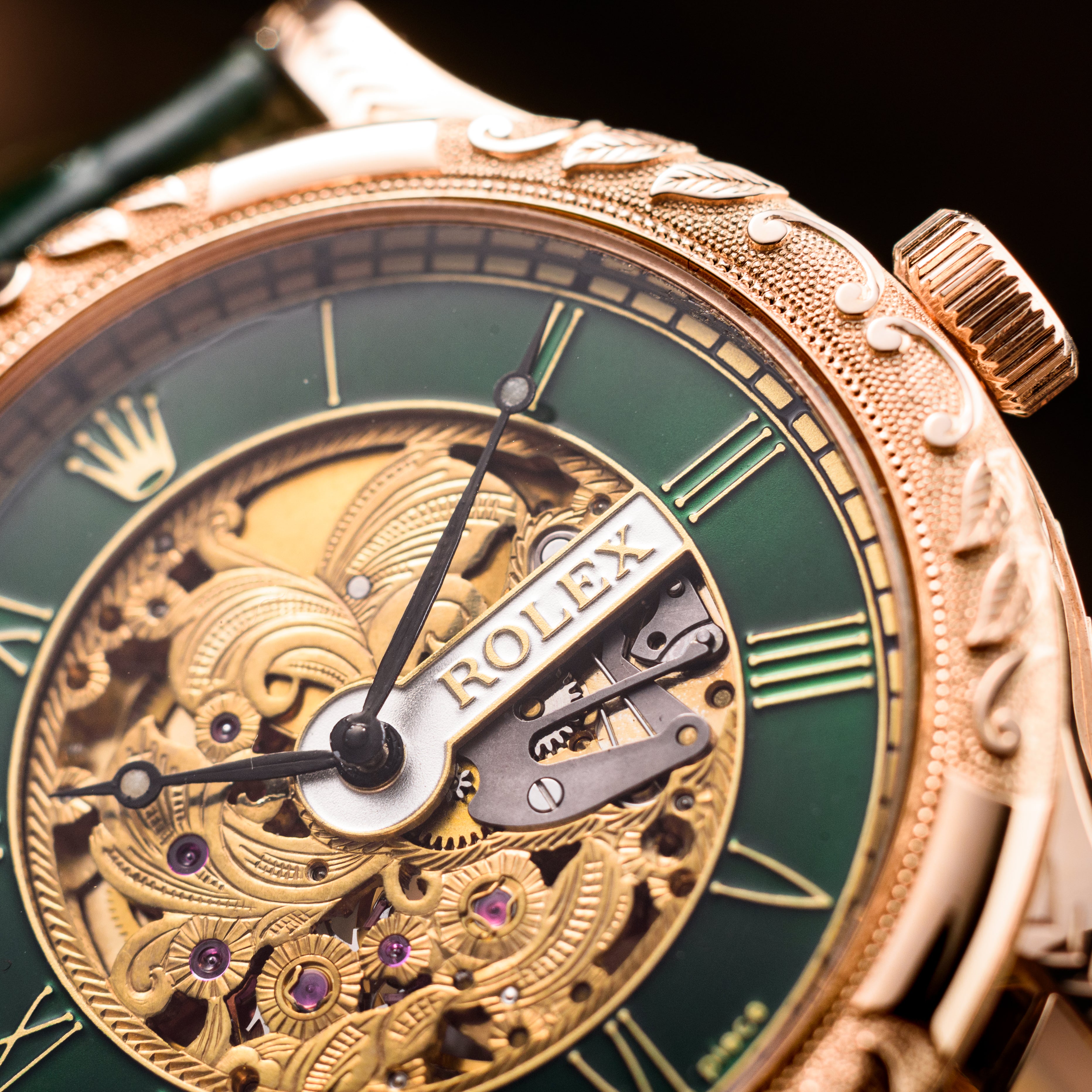 Rolex Geneve Gold Watch. Green Passion. Movement 1920