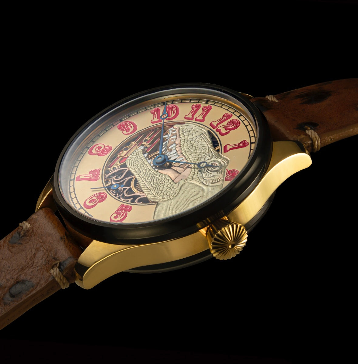 Mole watch with antique mechanism of 1920s, Model: Dinosaur.