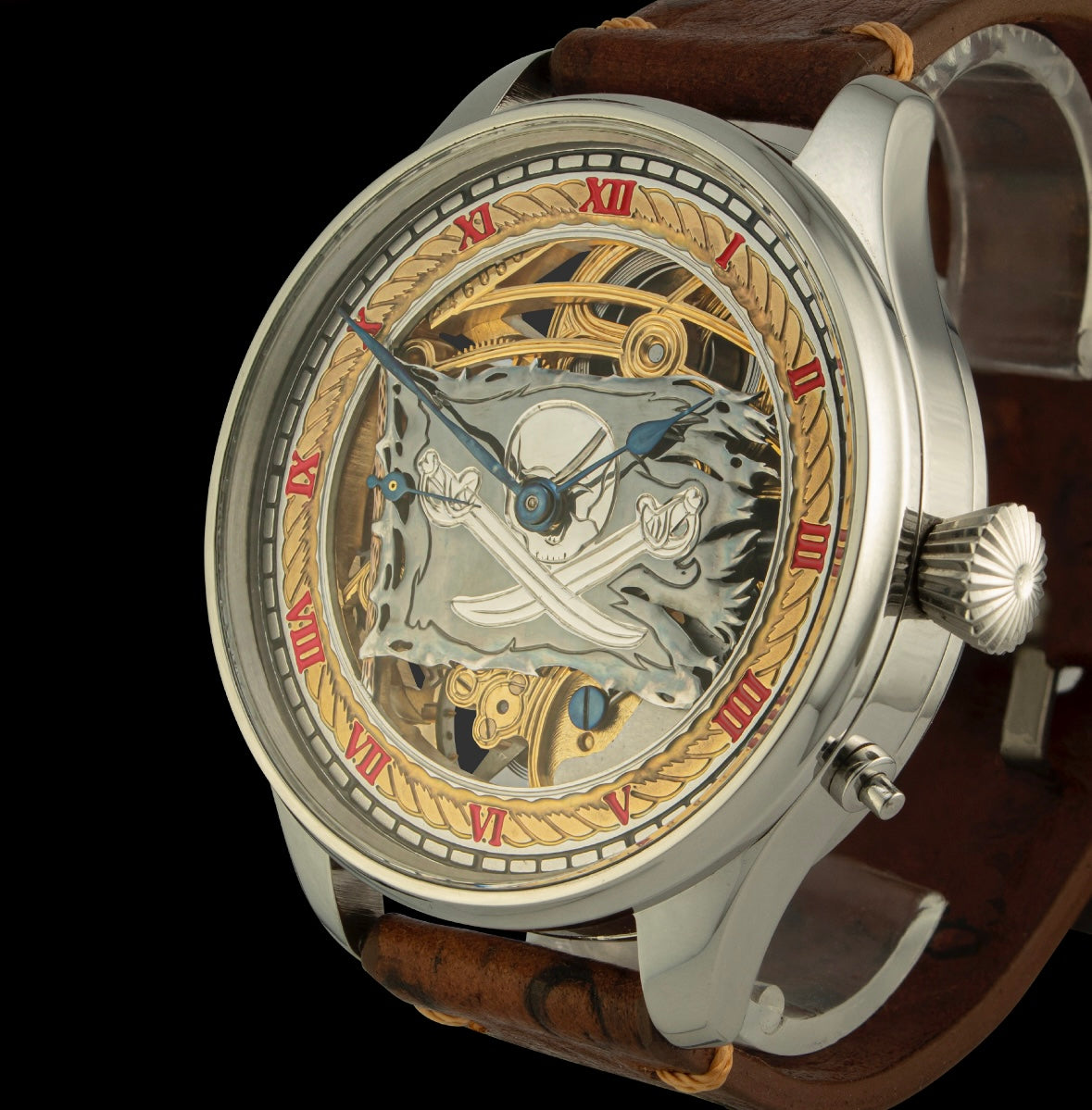 Skeleton Elgin Watch. Pirates of Black Sea. Movement 1920s