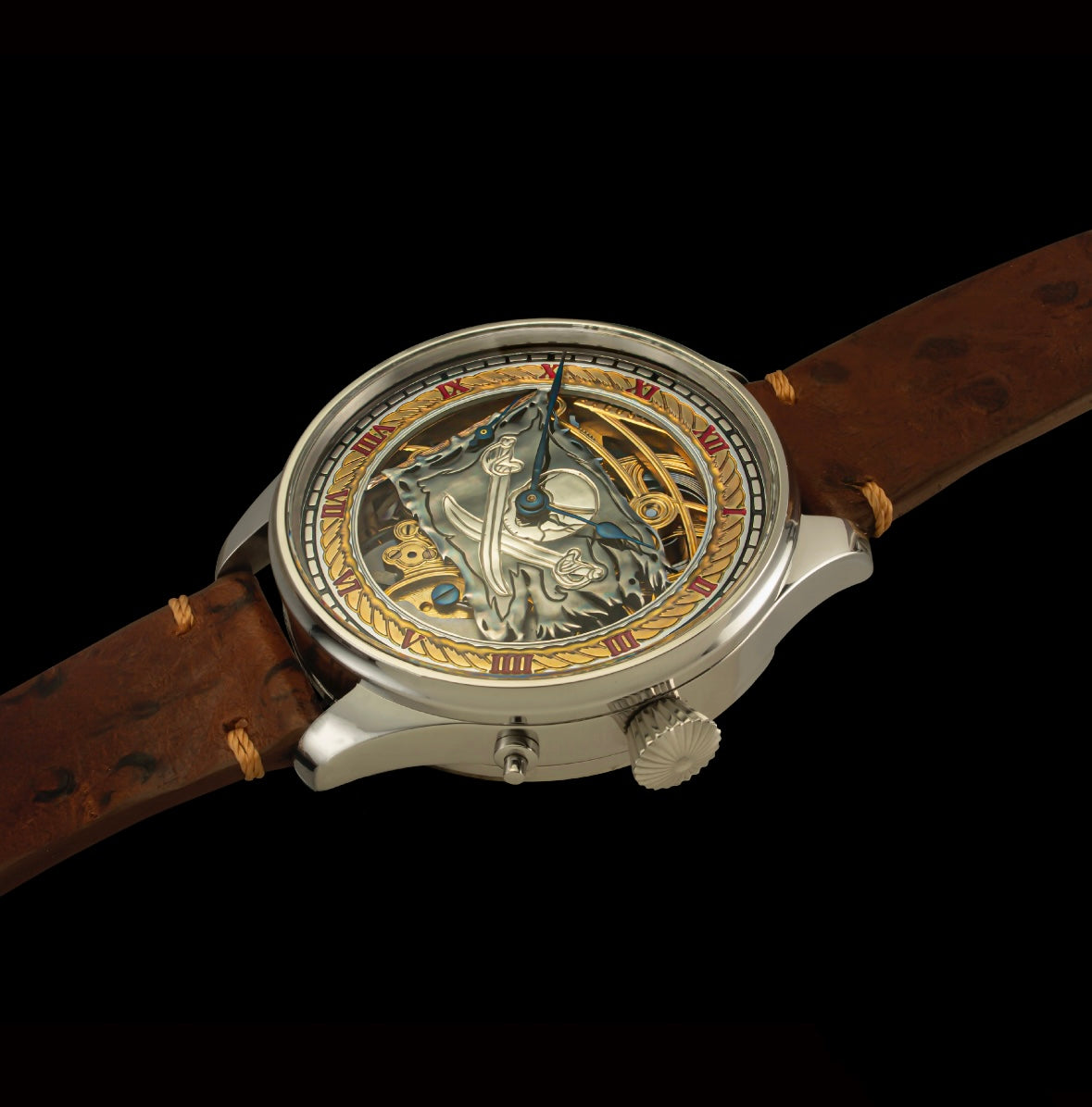 Skeleton Elgin Watch. Pirates of Black Sea. Movement 1920s