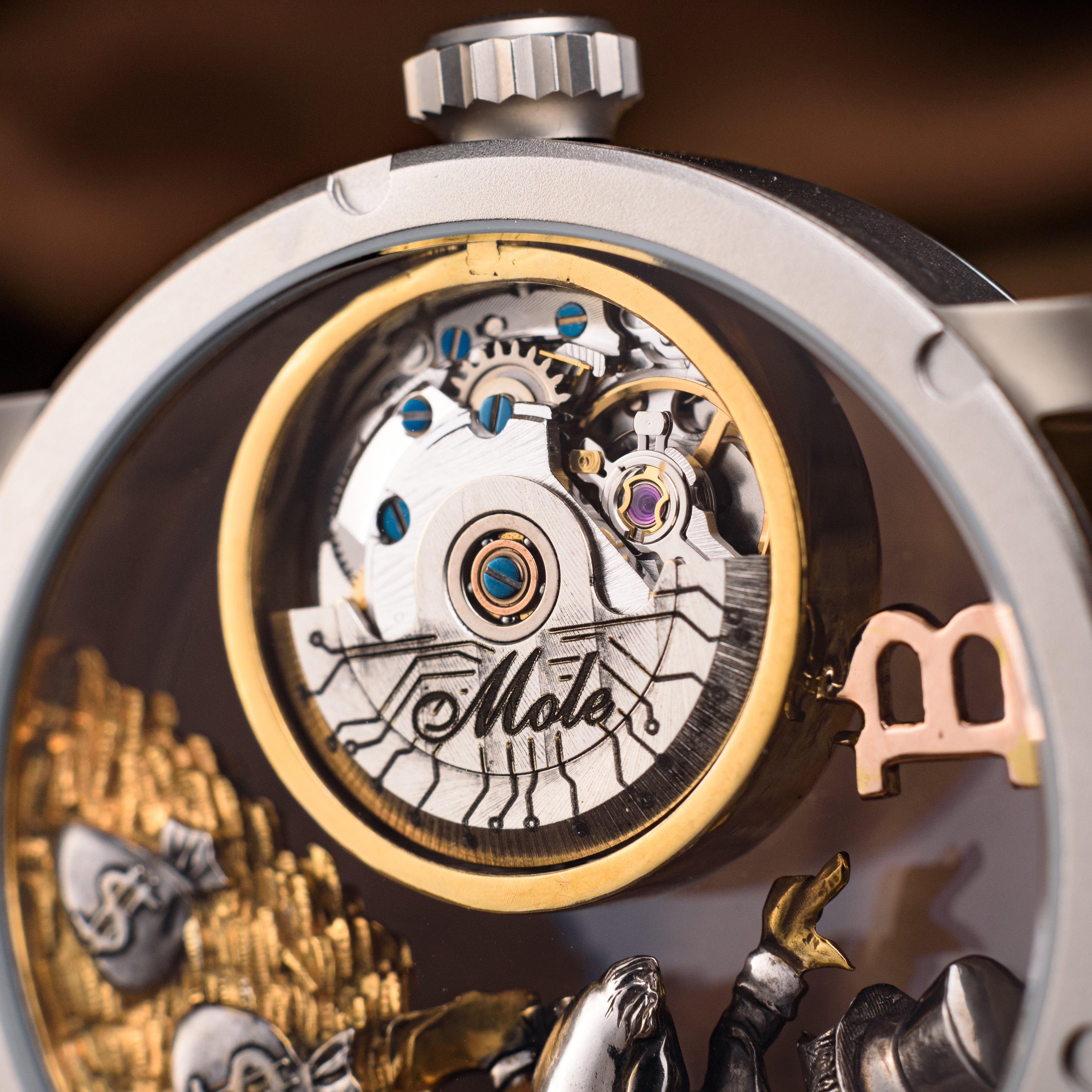 Hamilton Bitcoin of Uncle Scrooge, ETA 2671 automatic, 3D skeleton wristwatch