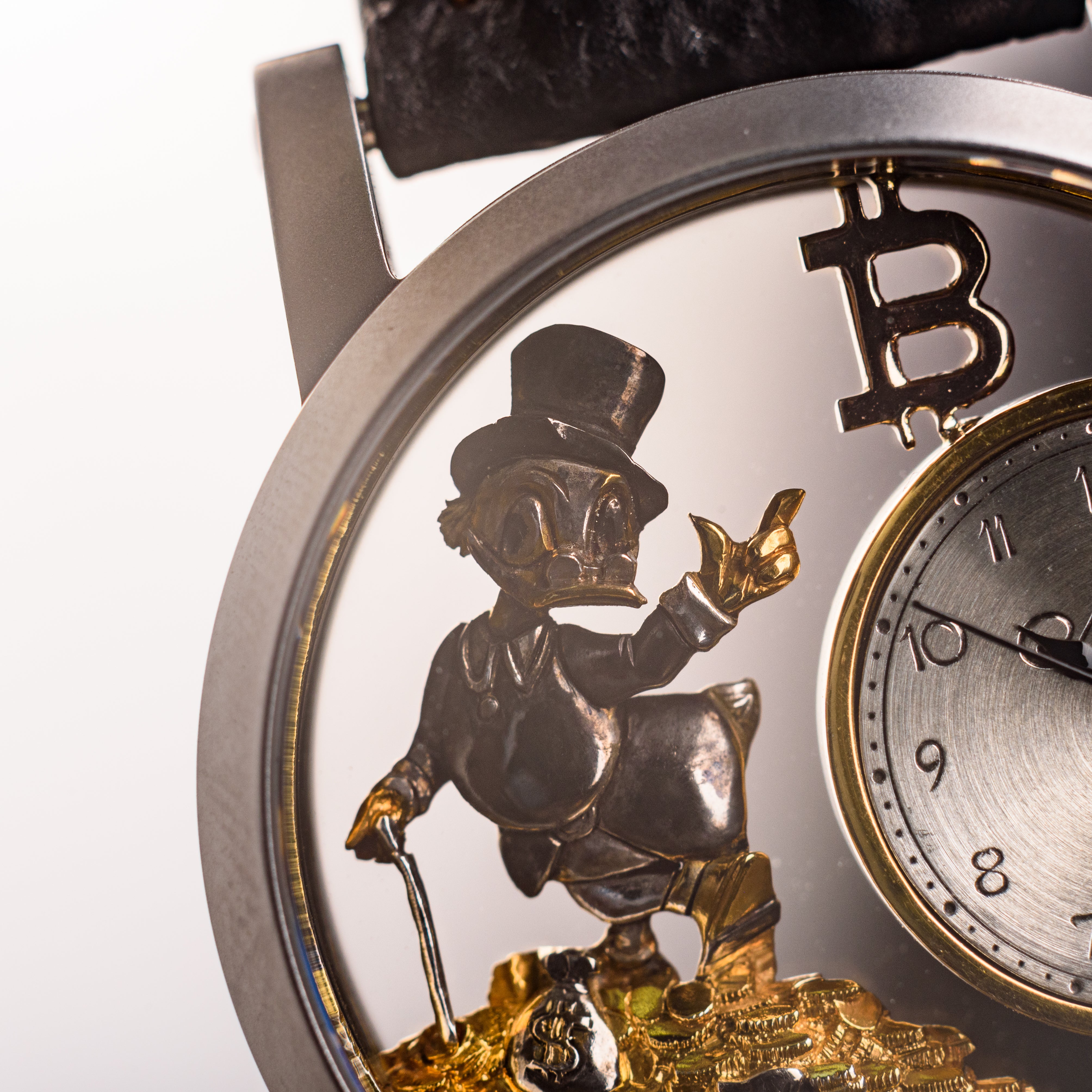 Hamilton Bitcoin of Uncle Scrooge, ETA 2671 automatic, 3D skeleton wristwatch