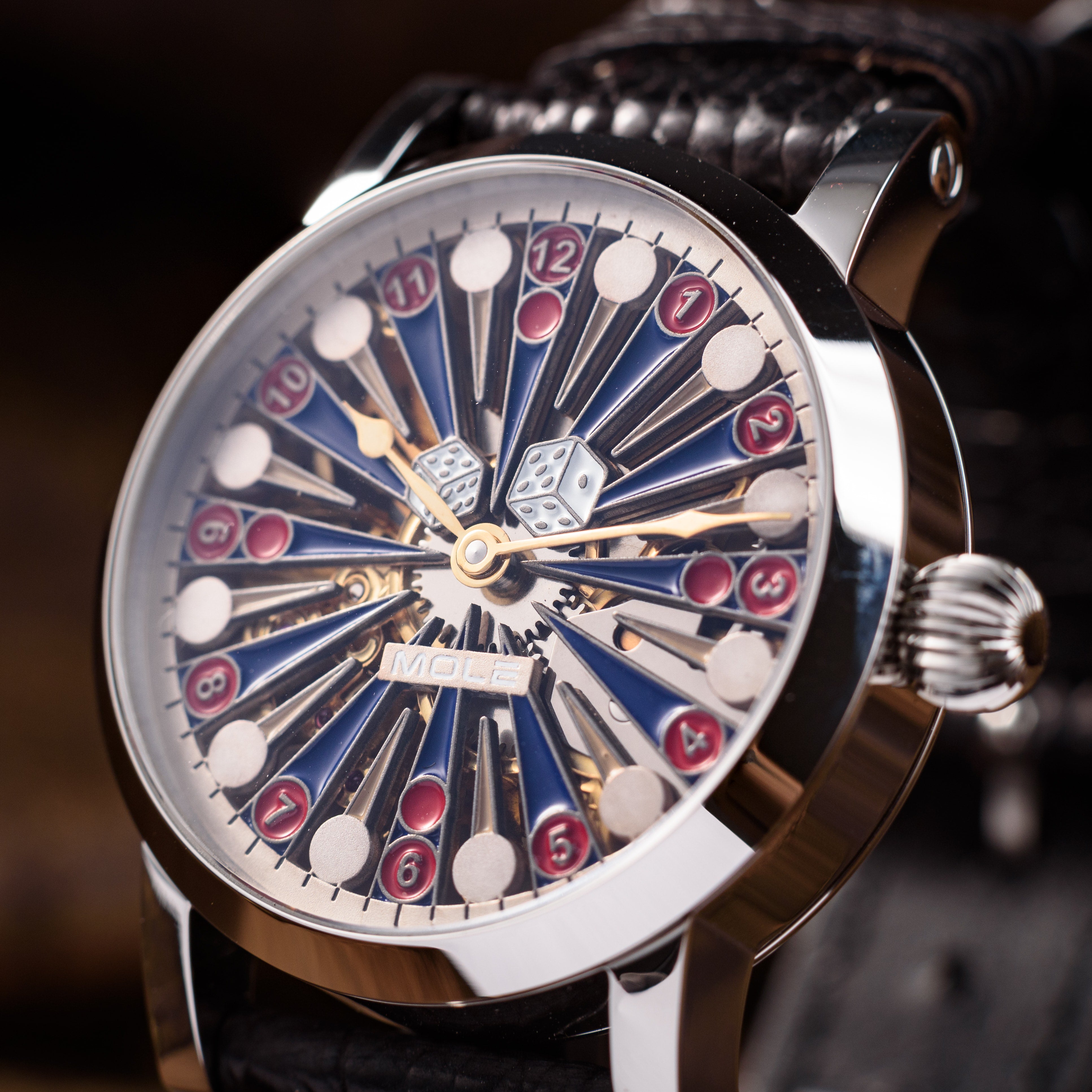 Skeletonized Swiss ETA 6498 Watch. Backgammon. Movement 2020