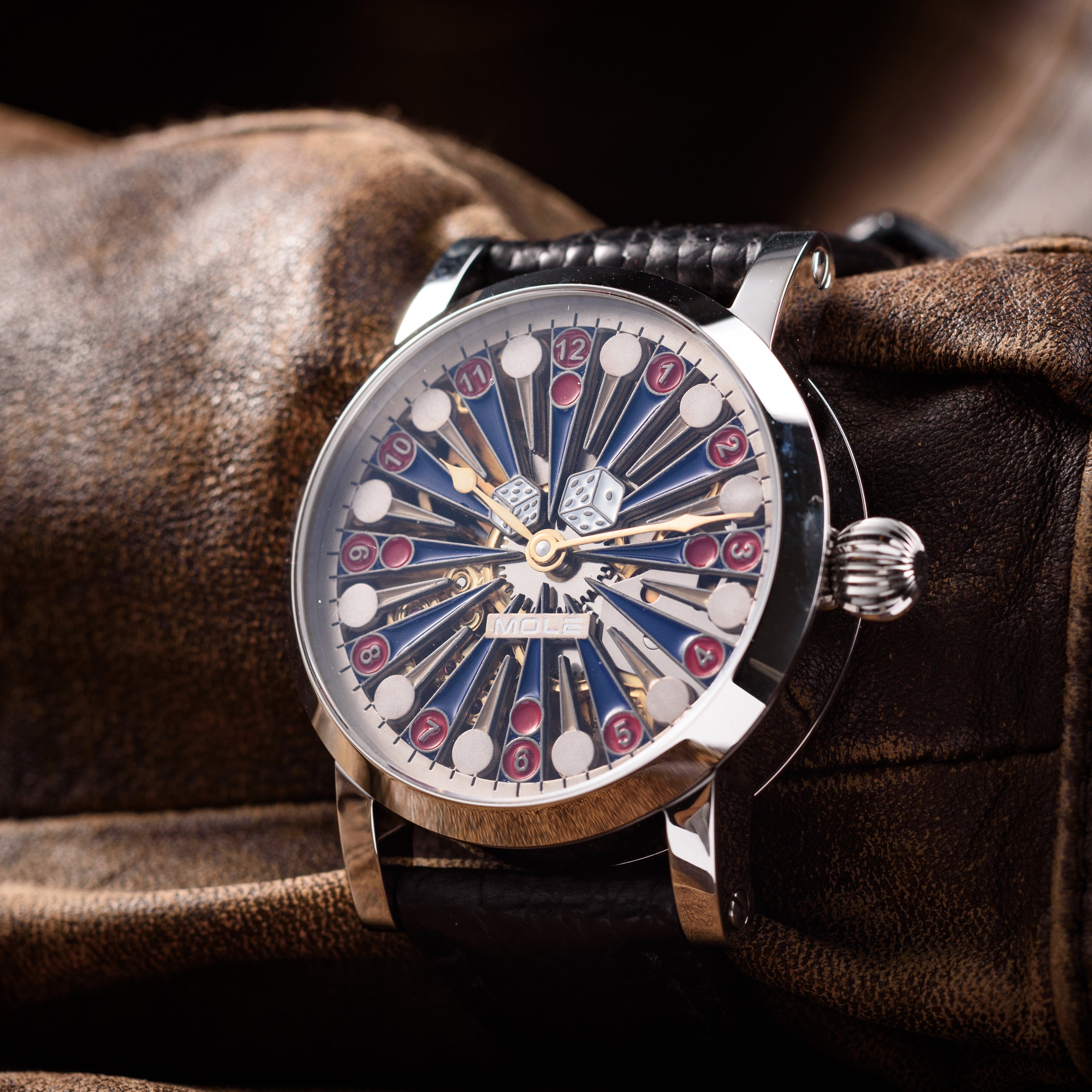 Skeletonized Swiss ETA 6498 Watch. Backgammon. Movement 2020