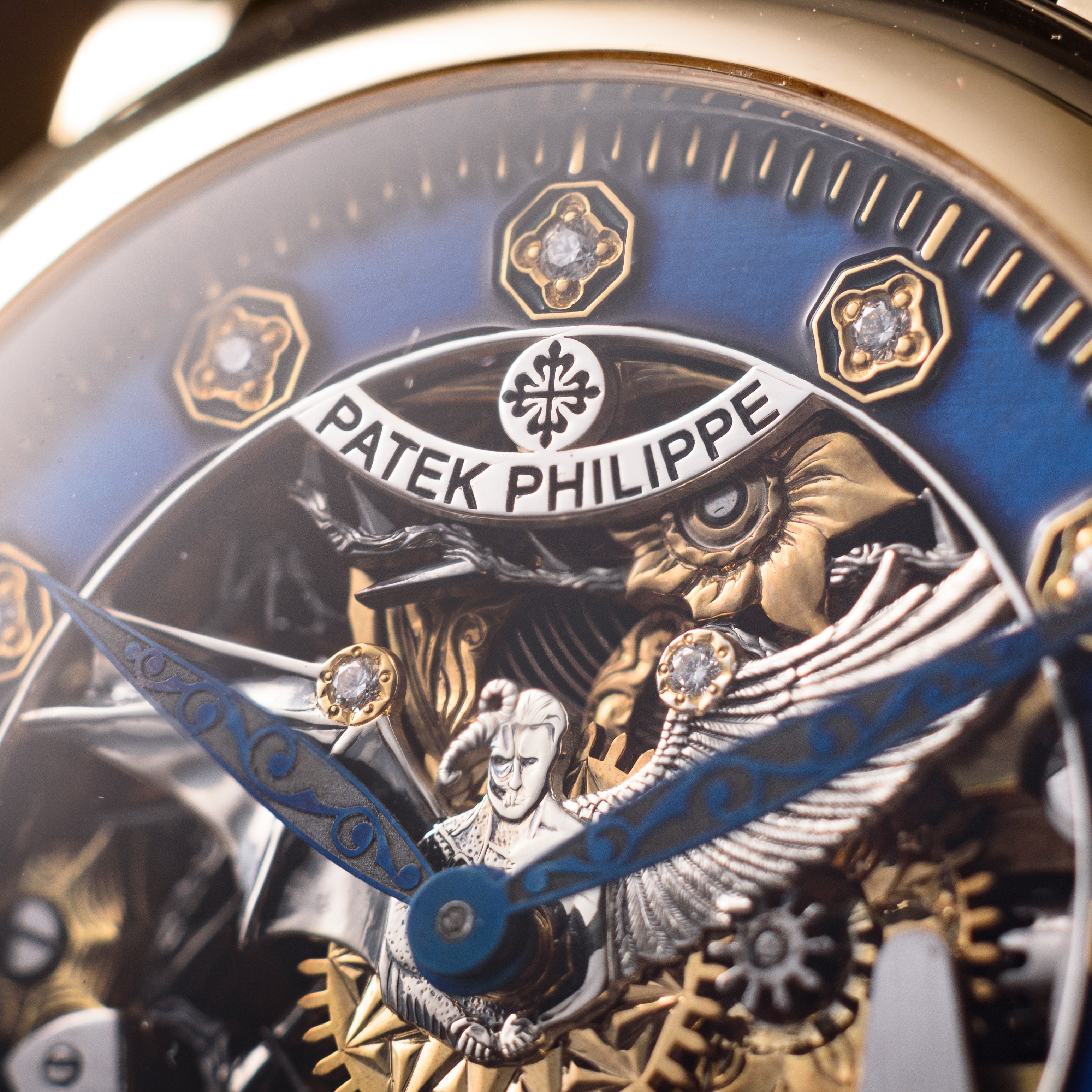 Gold 18k Patek Philippe Watch. Angel and demon. Movement 1880