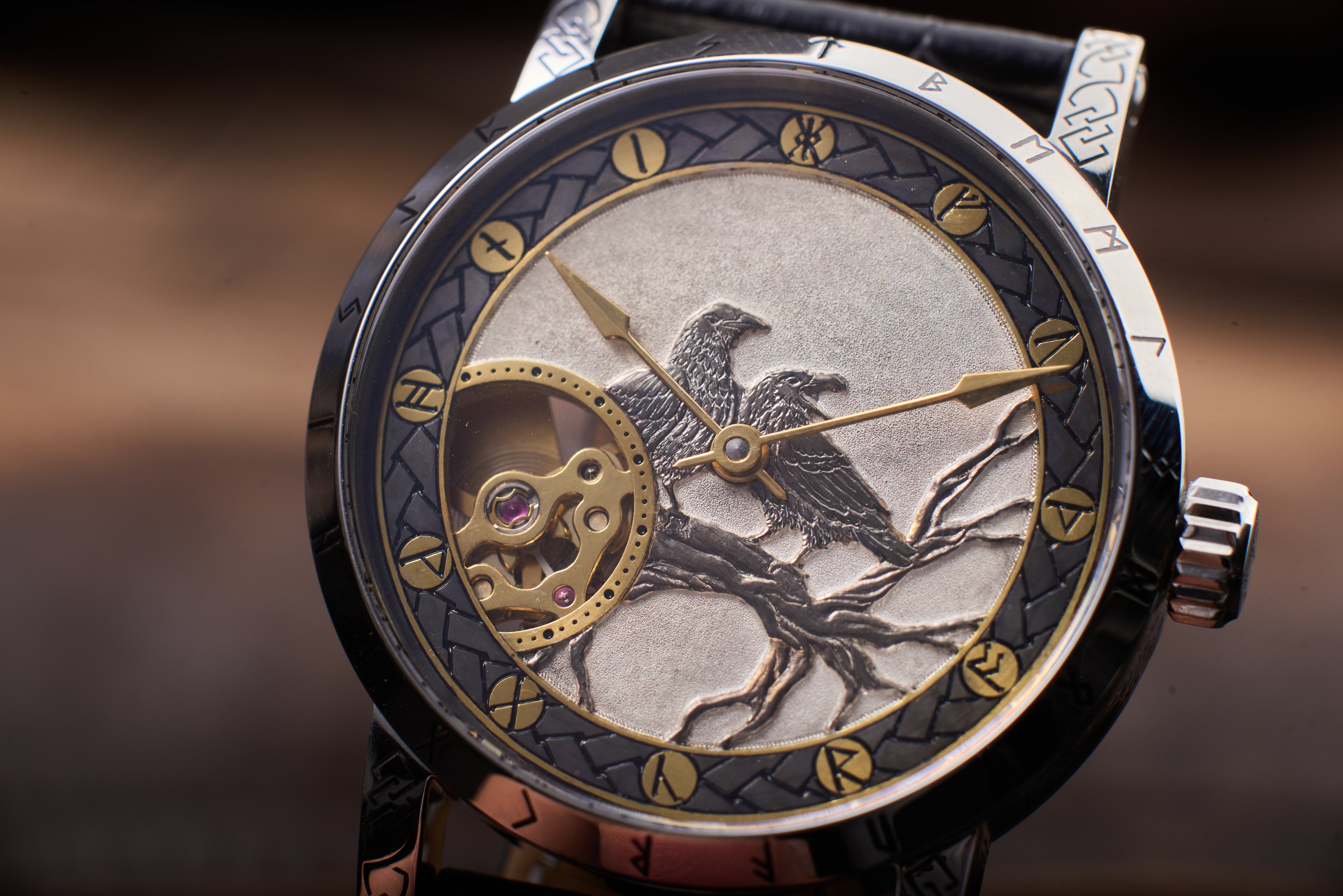 Mole custom wristwatch. Ravens. ETA 6498