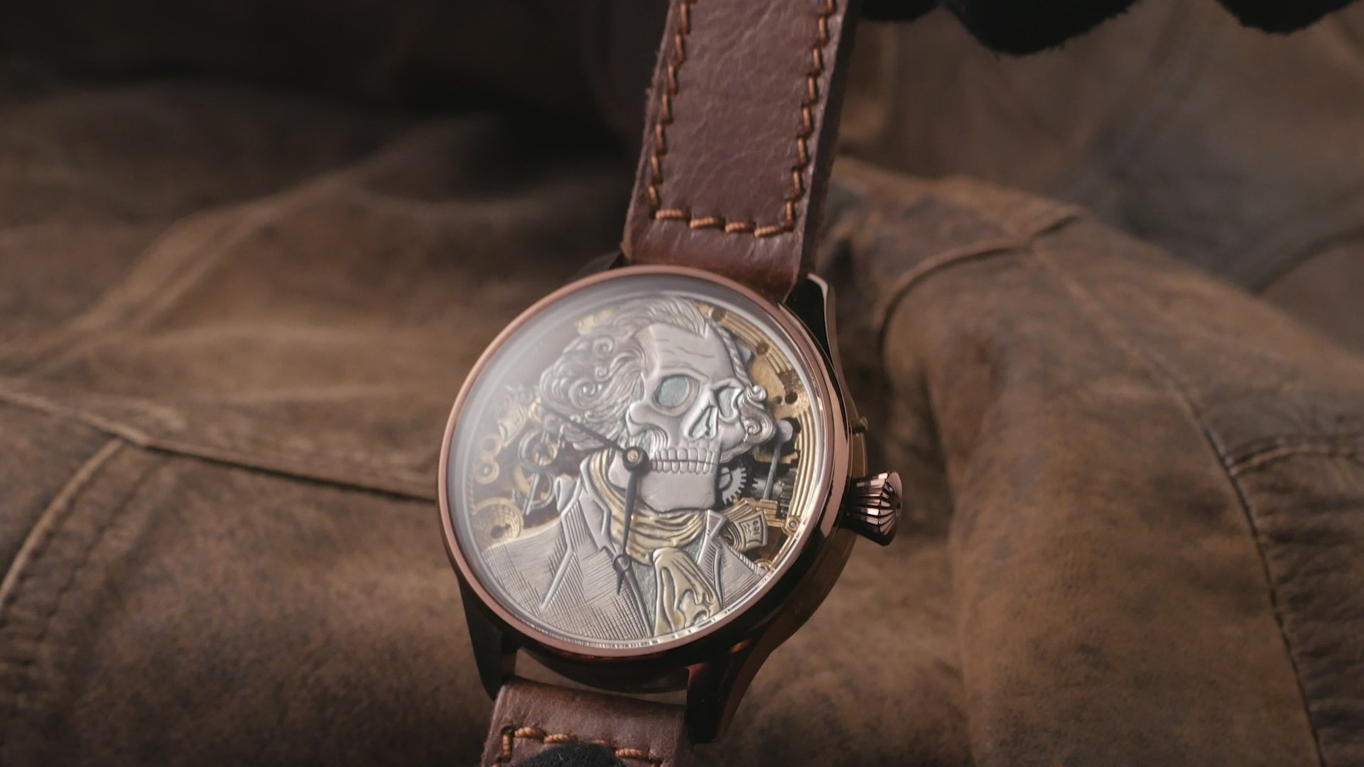 Skeleton Skulls Mens Watch. Antique Movement 1920-1930s