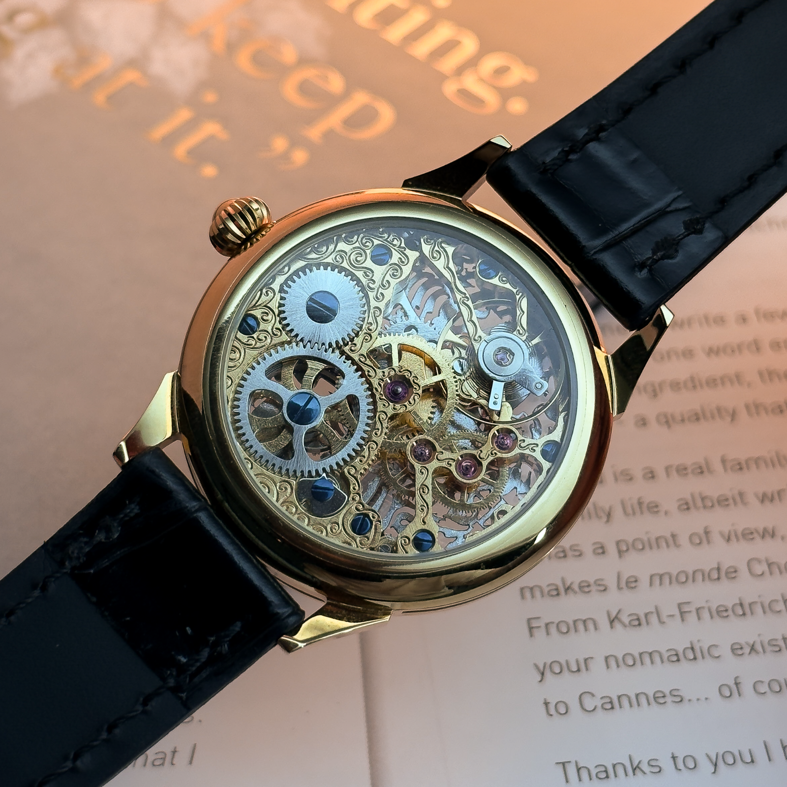 Mole Men's Manual Mechanical Watch – Skeleton Dial Wristwatch