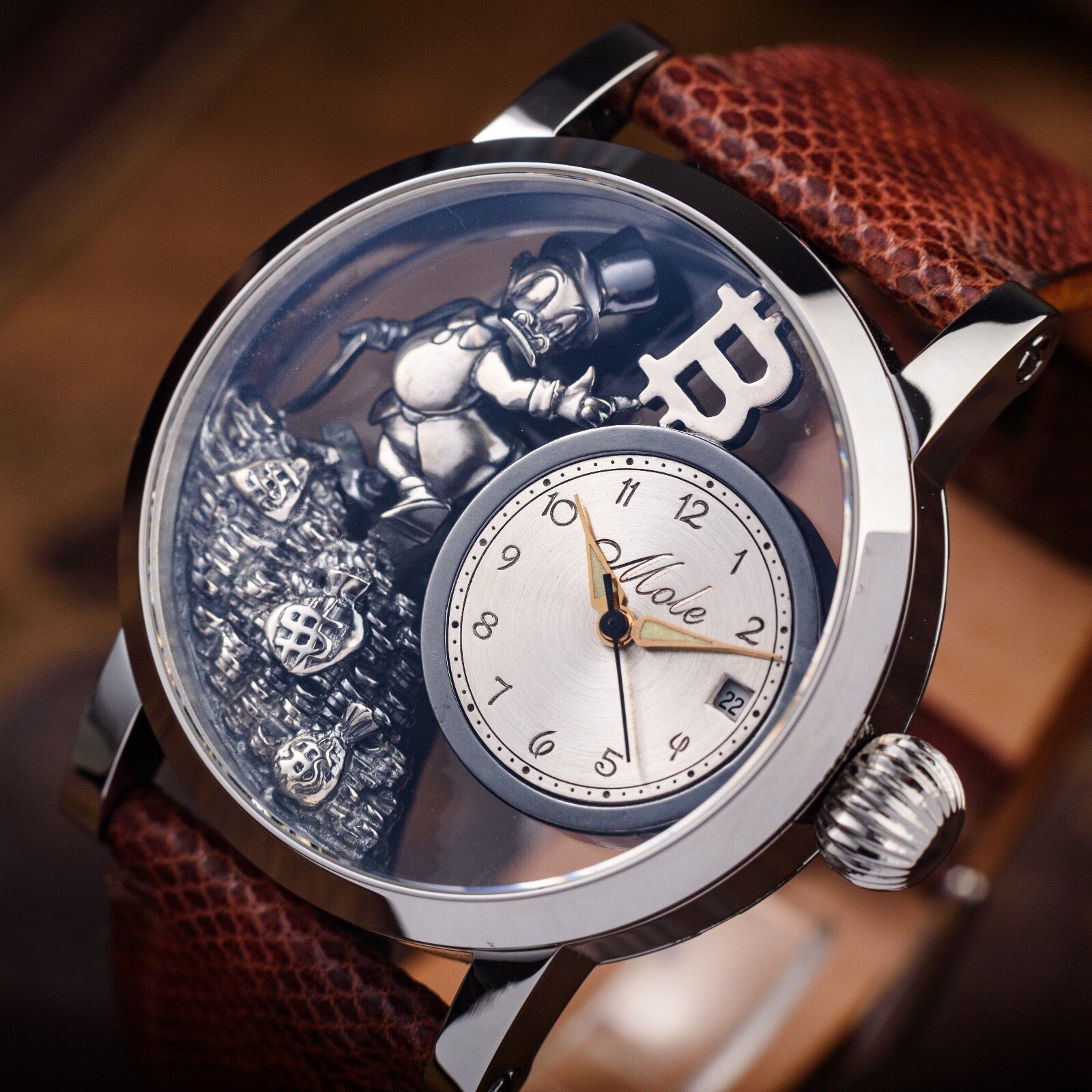 Uncle Scrooge Watch Mechanical Engraved Swiss 2025 Water Resistant Wristwatch