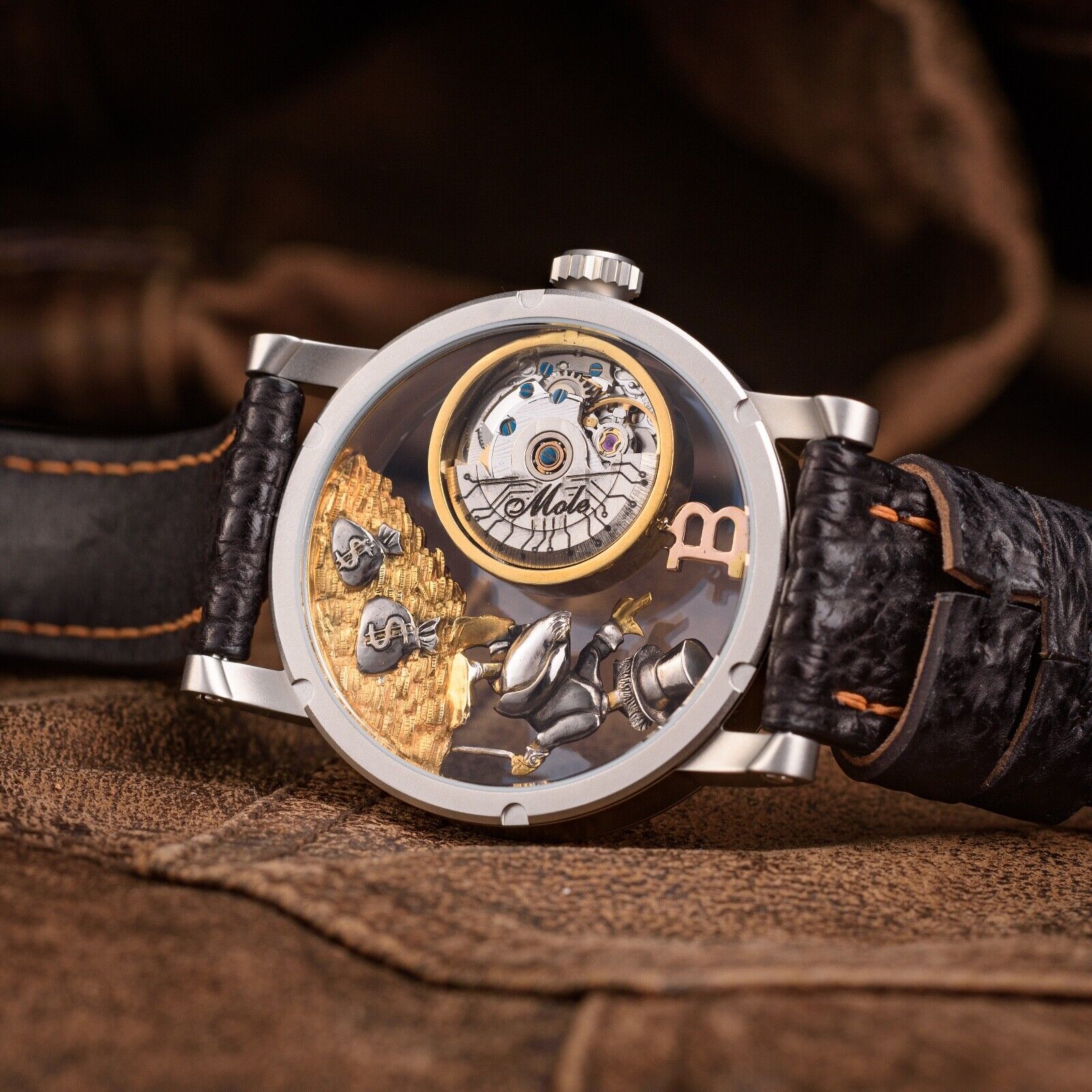 Uncle Scrooge Watch Mechanical Engraved Swiss 2025 Water Resistant Wristwatch