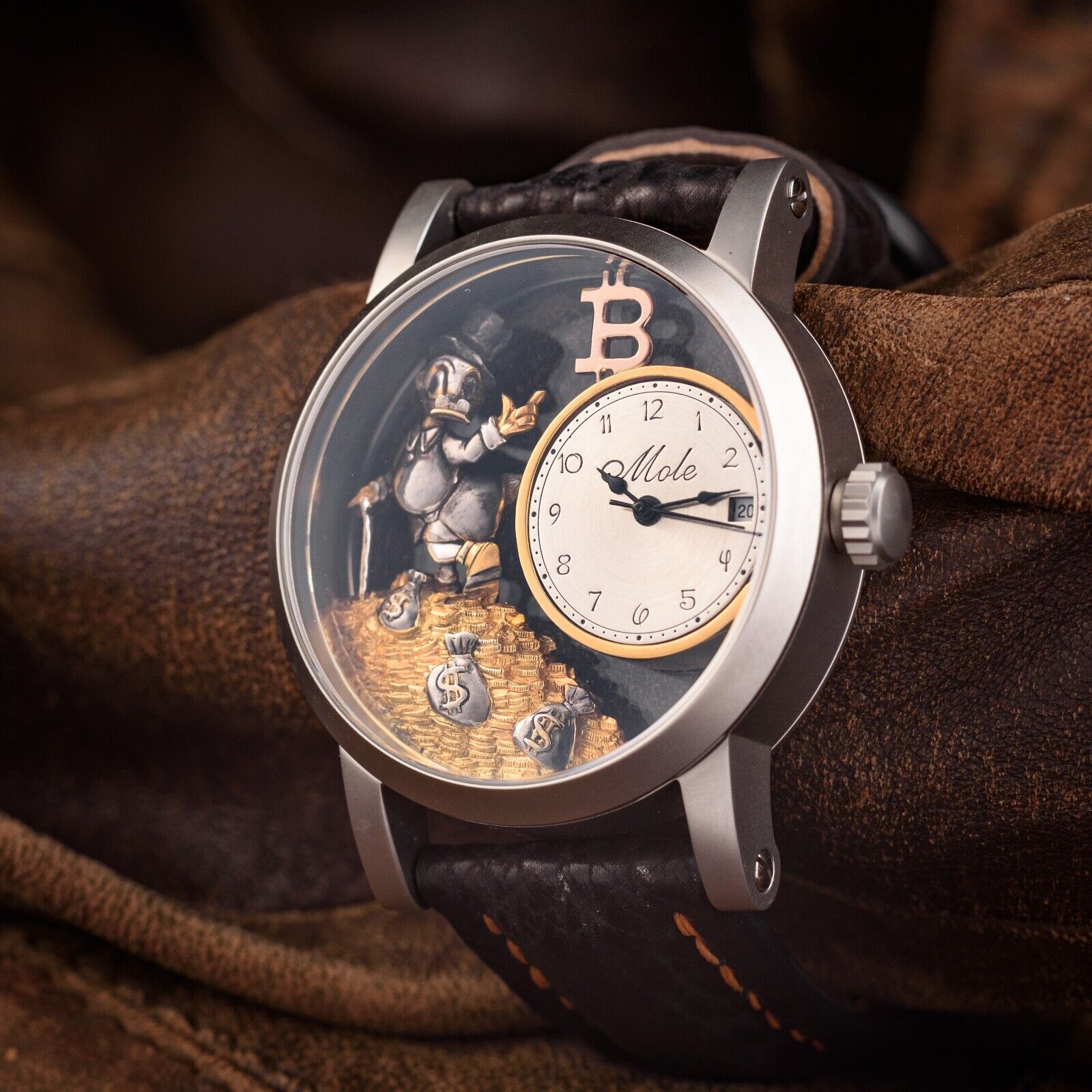 Uncle Scrooge Watch Mechanical Engraved Swiss 2025 Water Resistant Wristwatch