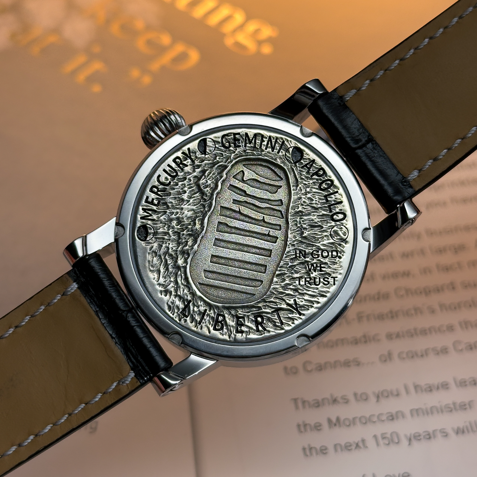 Luxury Swiss Men's Watch with Moon Landing Dial – Space-Themed WristWatch