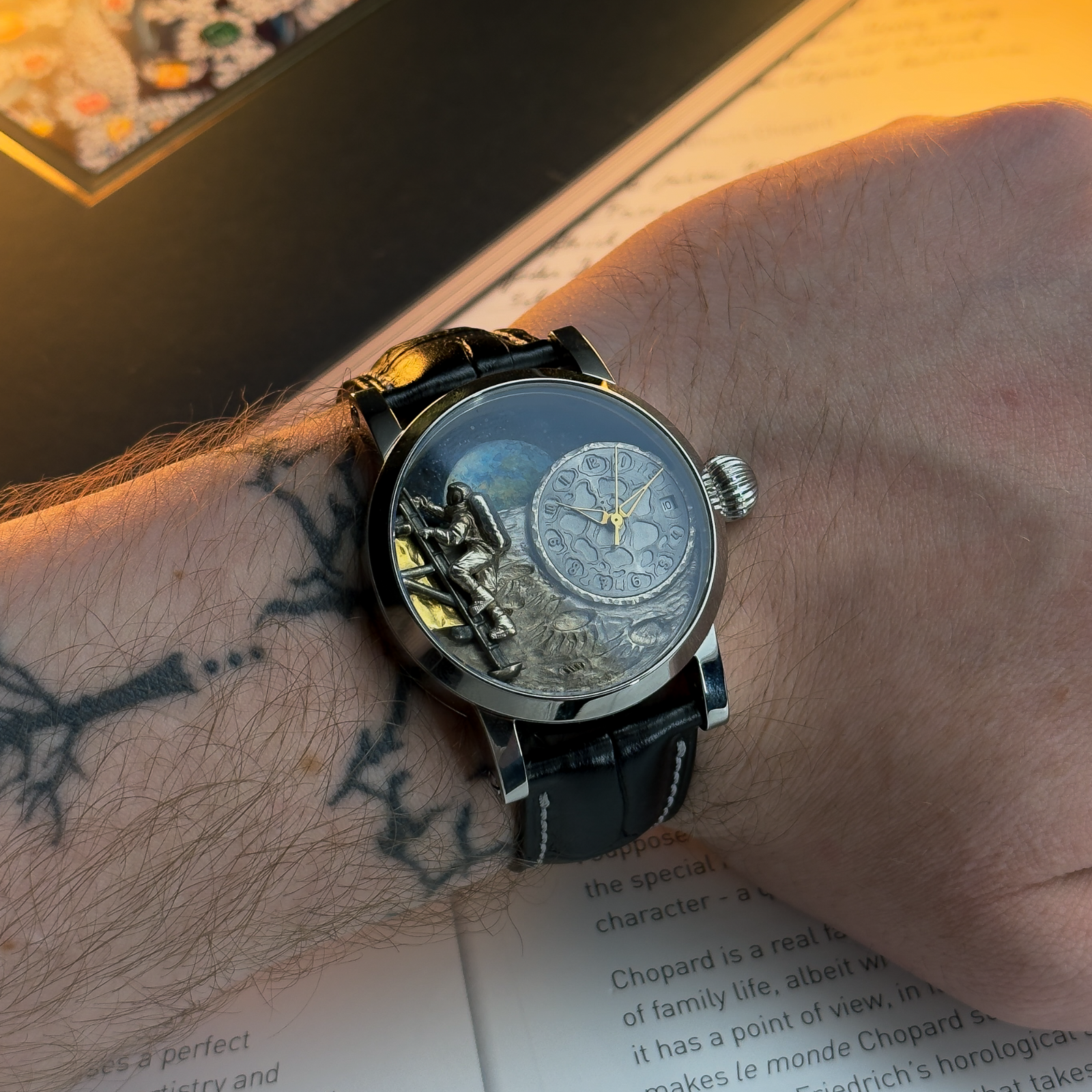 Luxury Swiss Men's Watch with Moon Landing Dial – Space-Themed WristWatch
