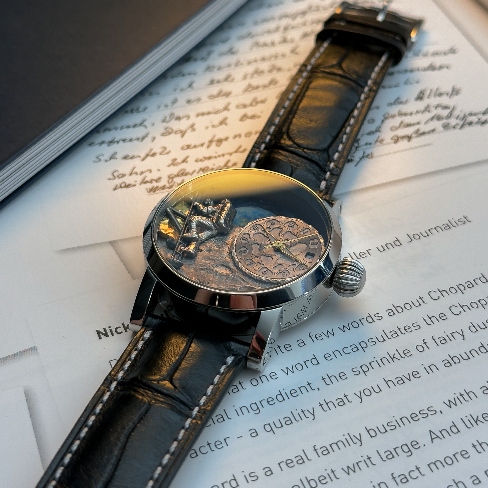 Luxury Swiss Men's Watch with Moon Landing Dial – Space-Themed WristWatch