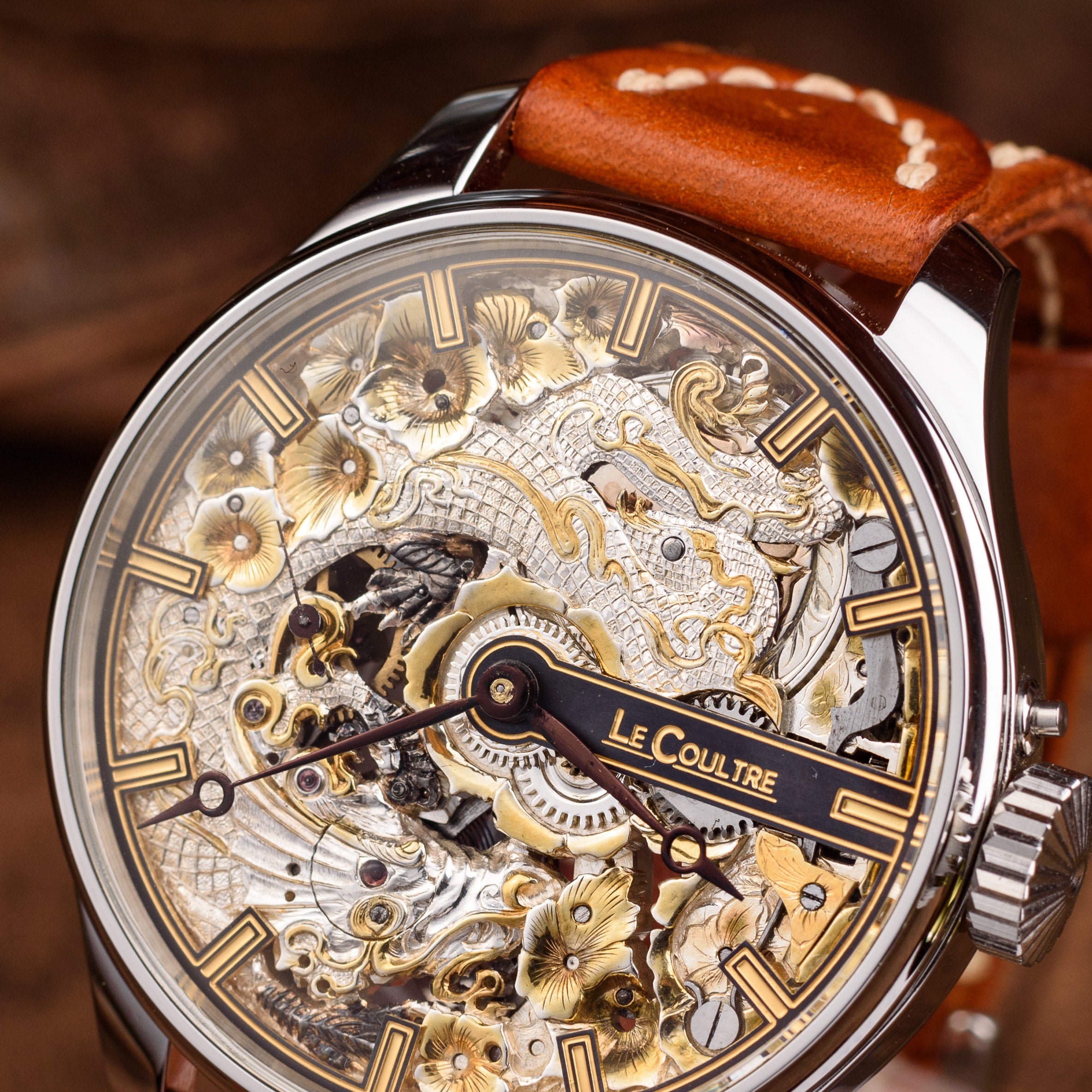 LeCoultre Skeletonized Watch. Golden Prince. Movement 1920