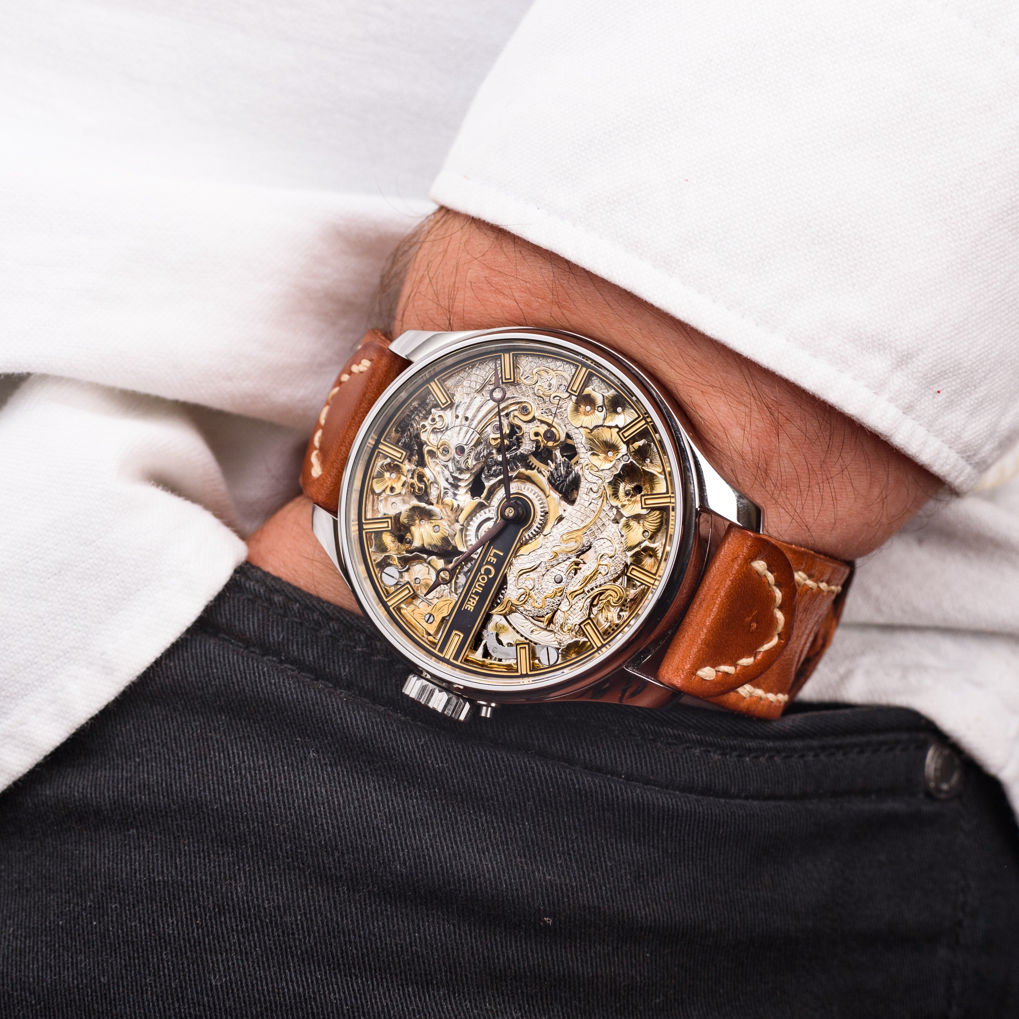 LeCoultre Skeletonized Watch. Golden Prince. Movement 1920